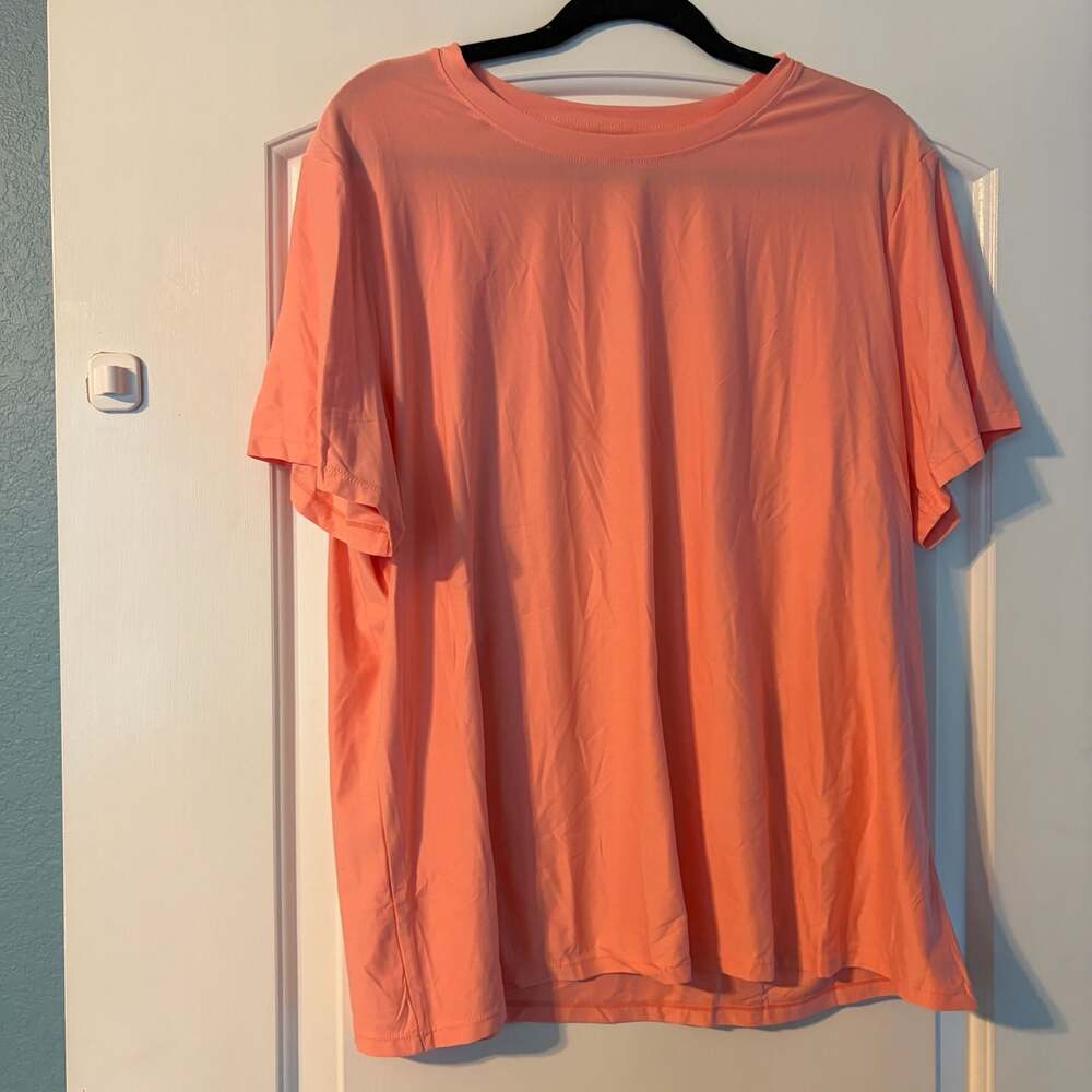 Xersion Women's XXL Coral Escape Melange Essential Short Sleeve Tee Quick-Dri